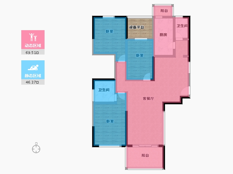 湖北省-黄冈市-锦绣山河幸福城三期-106.96-户型库-动静分区