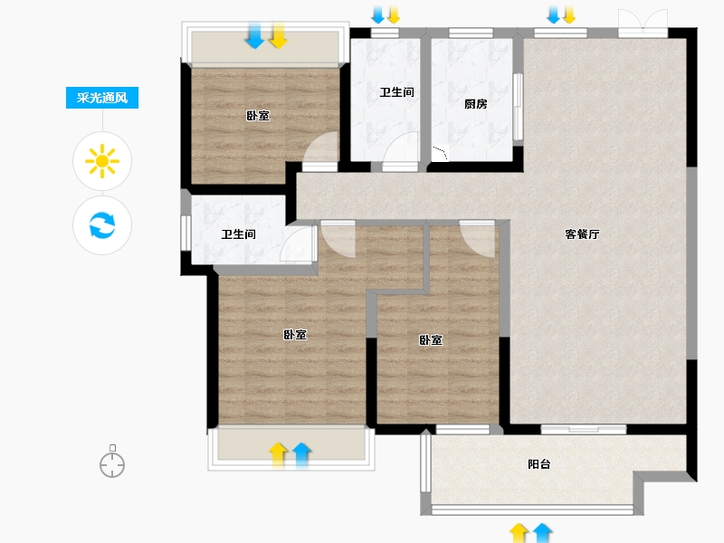 湖北省-黄冈市-铁投·书香林语-104.00-户型库-采光通风