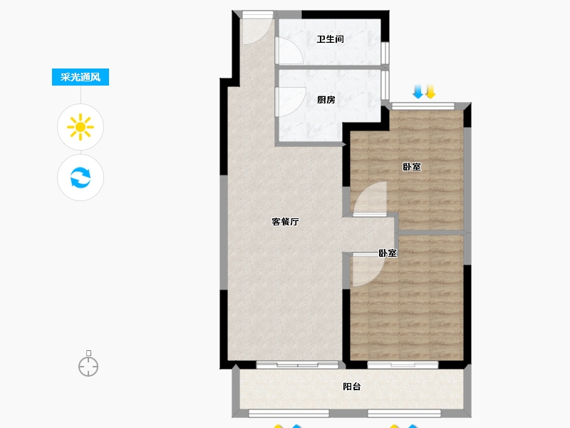 湖北省-武汉市-远洋东方境世界观-80.00-户型库-采光通风