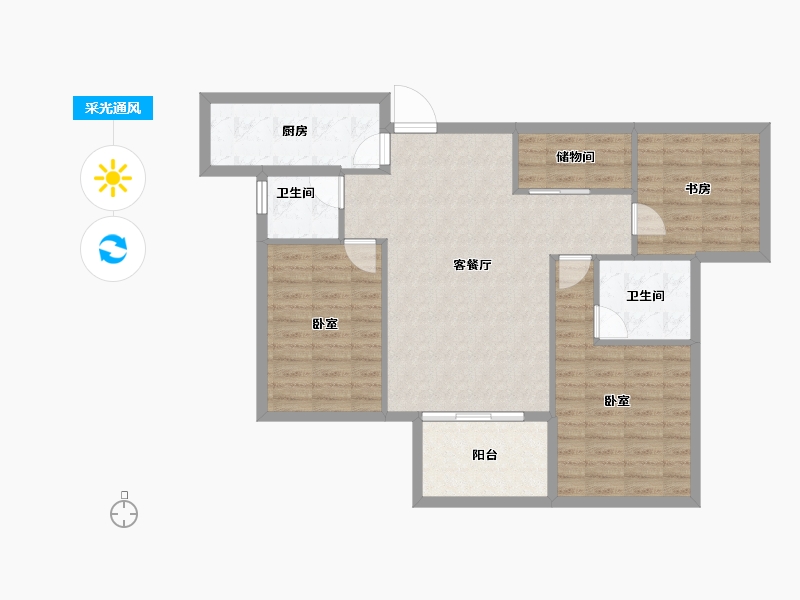 湖北省-黄冈市-山河万里-90.03-户型库-采光通风