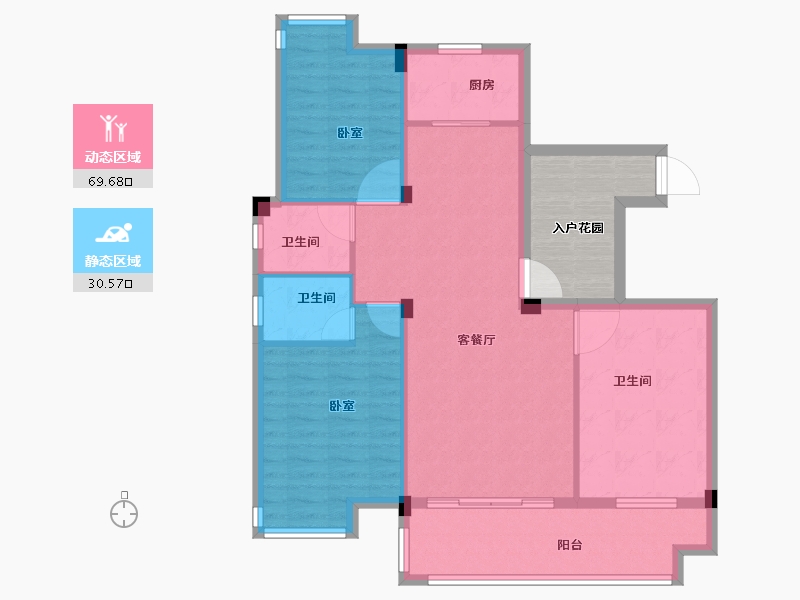 湖北省-黄冈市-泰信梧桐苑-98.90-户型库-动静分区