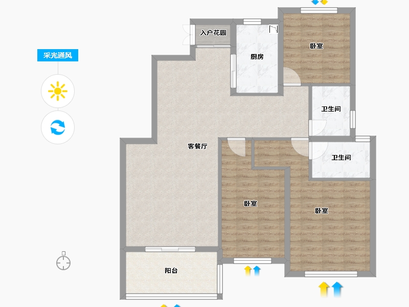 湖北省-襄阳市-楚豪时代天骄-102.48-户型库-采光通风