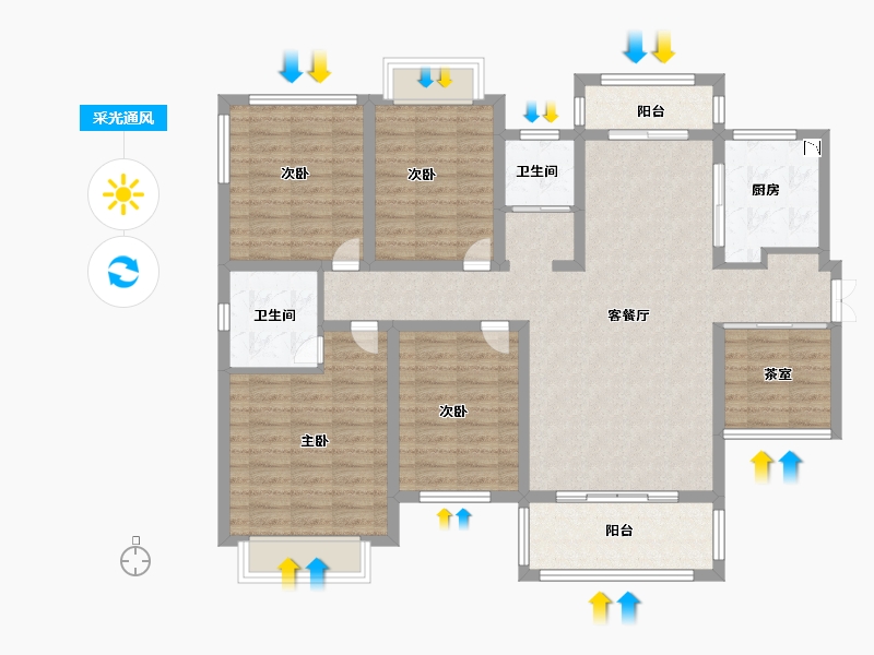 湖南省-株洲市-聚龙九号-120.46-户型库-采光通风