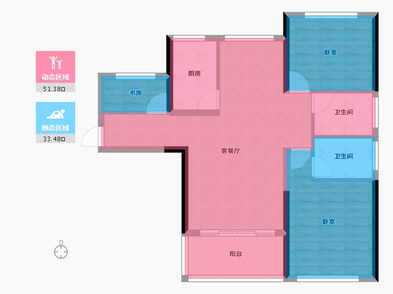 湖北省-十堰市-芳华里-75.85-户型库-动静分区