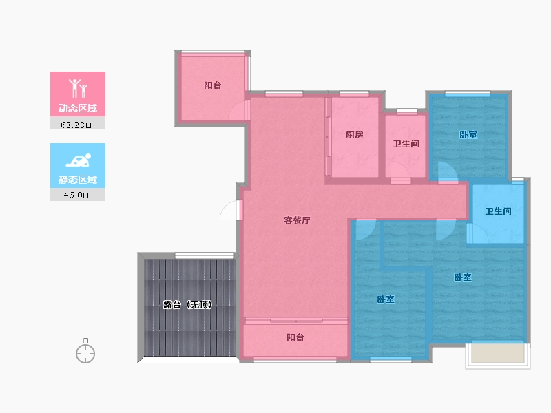 河南省-驻马店市-置地上河苑-110.47-户型库-动静分区