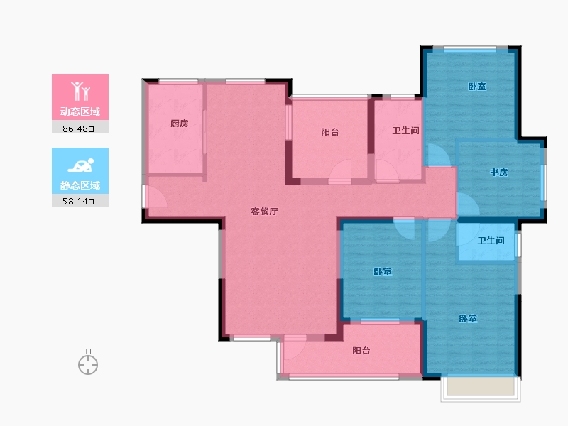 湖北省-黄冈市-嘉晟长河水岸-130.01-户型库-动静分区