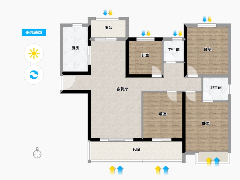 湖北省-黄石市-錦綉·御湖湾-112.34-户型库-采光通风