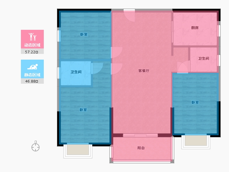 湖南省-岳阳市-湖岸壹号-95.26-户型库-动静分区