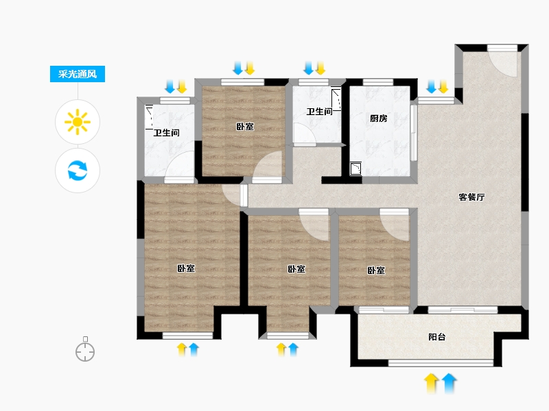 湖北省-襄阳市-弘阳襄御澜庭二期云庭-101.00-户型库-采光通风