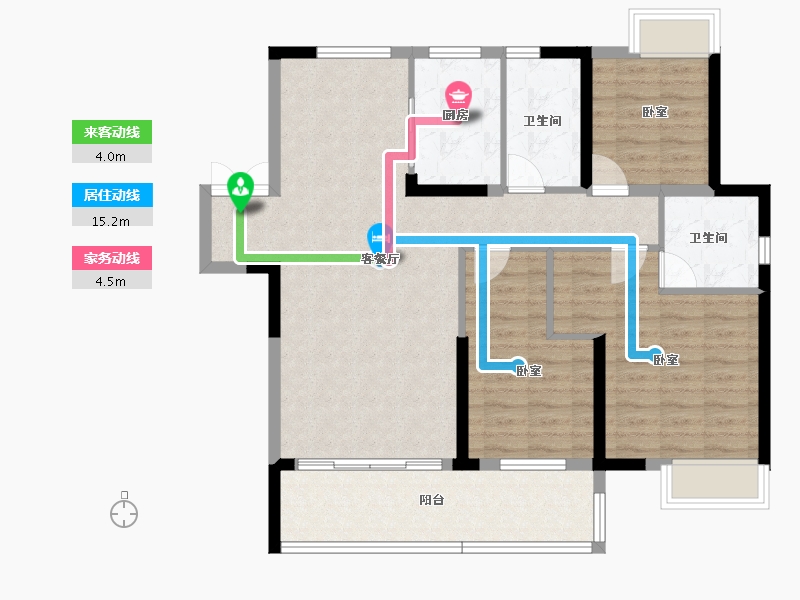 湖北省-黄冈市-泰信梧桐苑-97.41-户型库-动静线