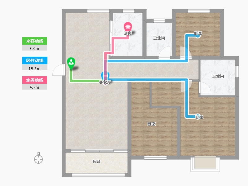 河南省-驻马店市-置地上河苑-105.02-户型库-动静线