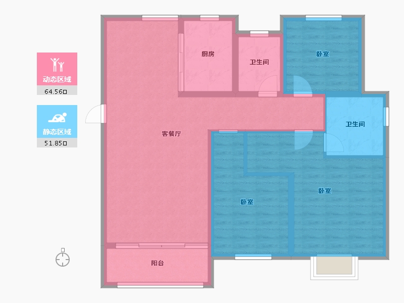 河南省-驻马店市-置地上河苑-105.02-户型库-动静分区