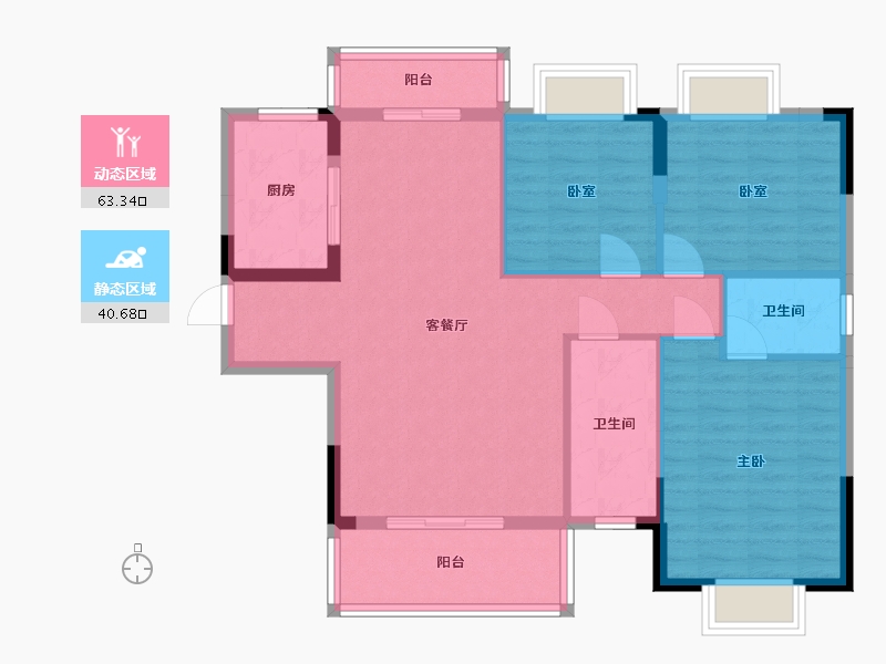 湖北省-宜昌市-长阳龙津星城-93.91-户型库-动静分区