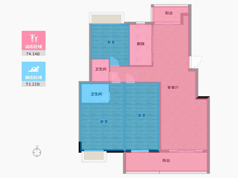 湖北省-黄石市-錦綉·御湖湾-113.67-户型库-动静分区