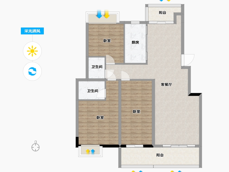 湖北省-黄石市-錦綉·御湖湾-113.67-户型库-采光通风