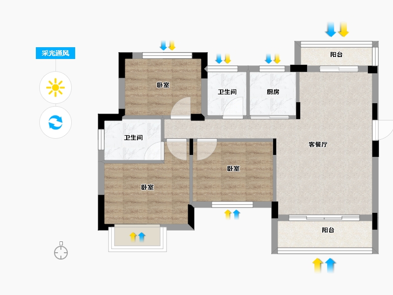 湖北省-襄阳市-天润智慧城-62.75-户型库-采光通风