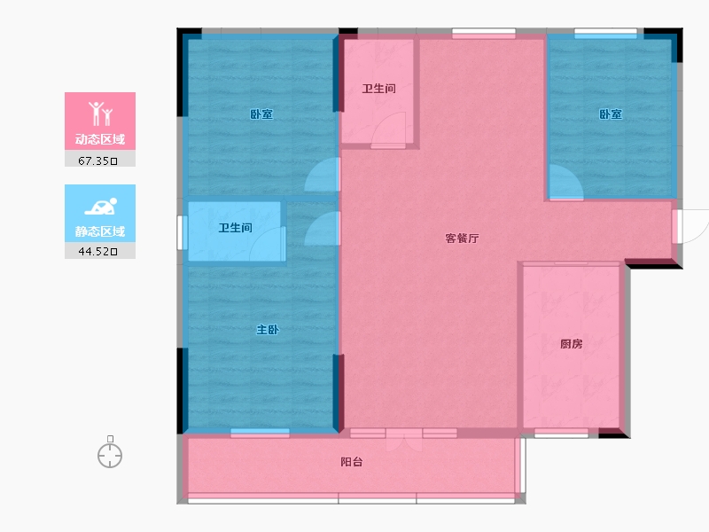 湖北省-宜昌市-华强·凤凰城-101.63-户型库-动静分区