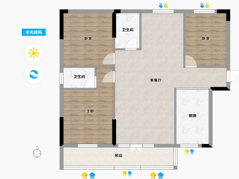 湖北省-宜昌市-华强·凤凰城-101.63-户型库-采光通风