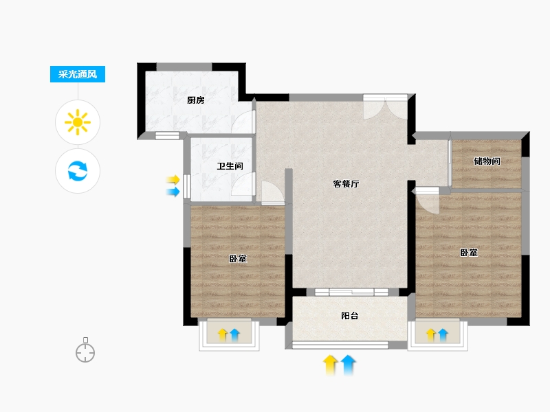 湖北省-武汉市-中建福地星城福邸-78.01-户型库-采光通风