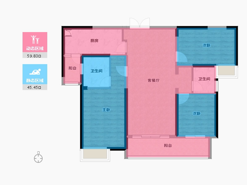 湖南省-株洲市-长房湘江府-93.76-户型库-动静分区