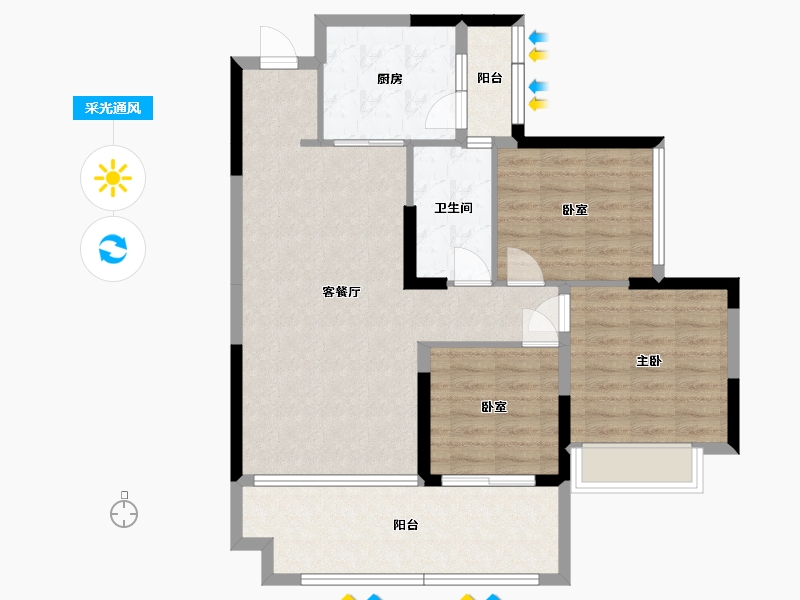 湖南省-湘潭市-永达九华府-87.71-户型库-采光通风