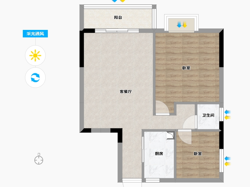 湖北省-宜昌市-长阳龙津星城-63.05-户型库-采光通风