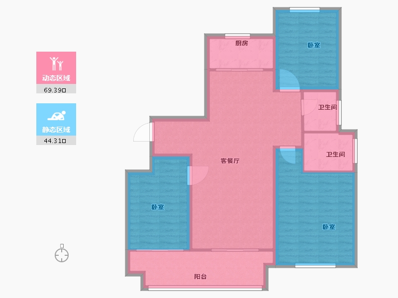 河南省-信阳市-四季花城玉兰庭-103.00-户型库-动静分区