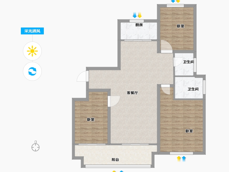 河南省-信阳市-四季花城玉兰庭-103.00-户型库-采光通风