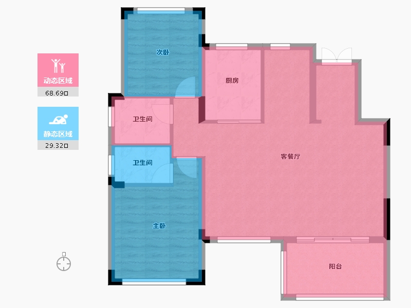 湖南省-株洲市-长房湘江府-88.87-户型库-动静分区