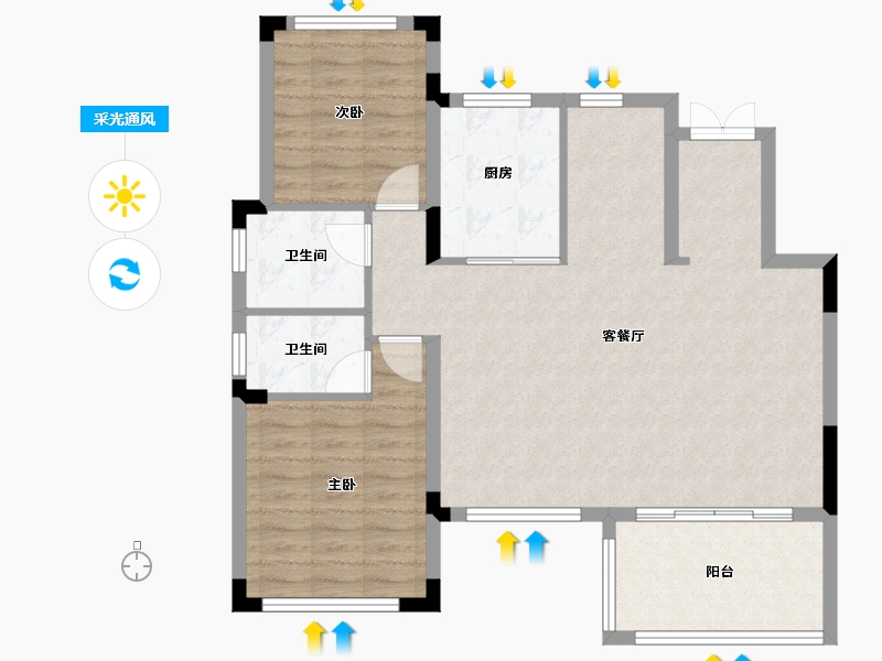 湖南省-株洲市-长房湘江府-88.87-户型库-采光通风