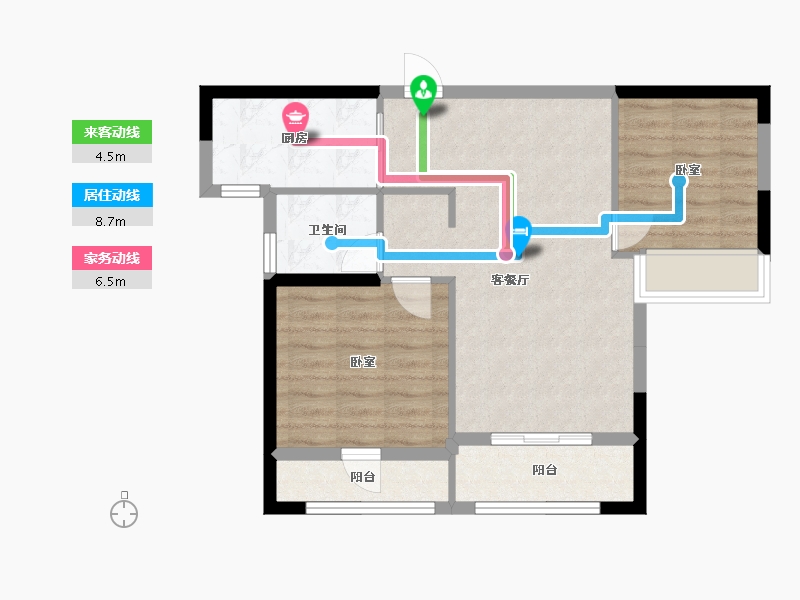 湖北省-襄阳市-襄阳绿地中央广场-65.84-户型库-动静线