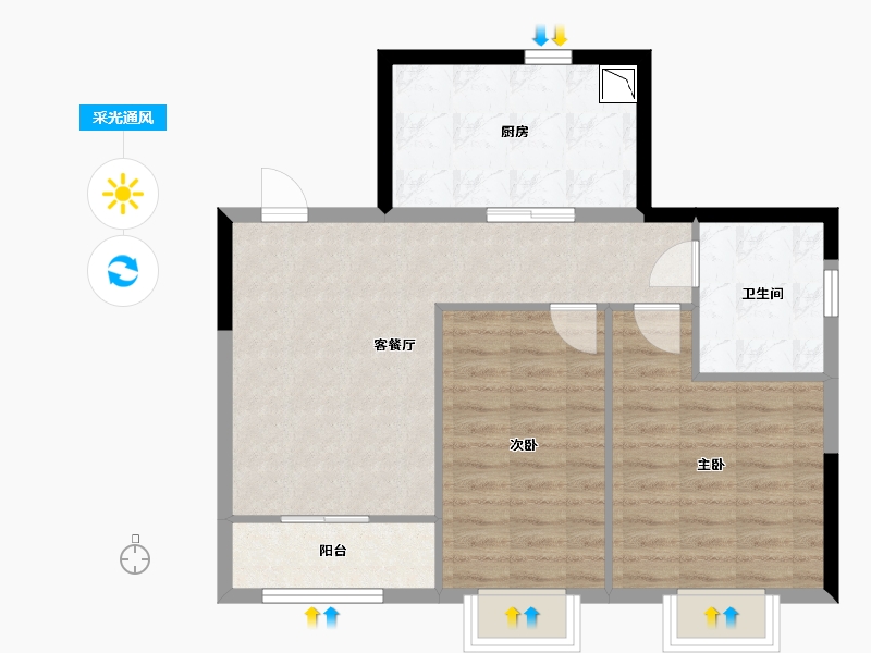 山东省-青岛市-华能郡府-70.92-户型库-采光通风