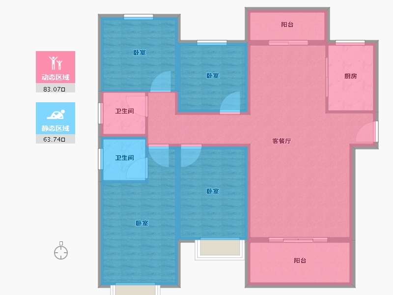 河南省-许昌市-禹州瑞贝卡和天下-132.67-户型库-动静分区