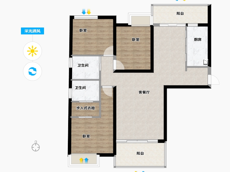 湖北省-襄阳市-鼎豊·紫云台-99.13-户型库-采光通风