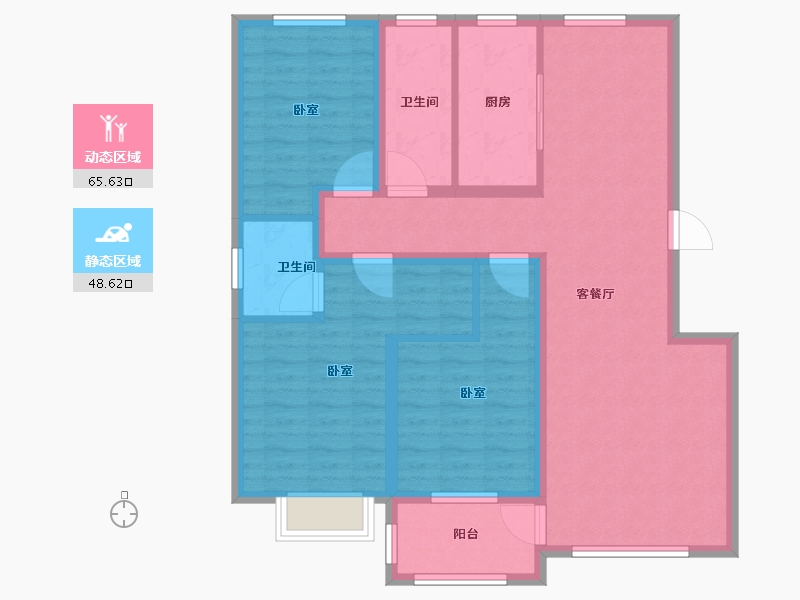 河南省-驻马店市-弘毅金海岸-102.00-户型库-动静分区