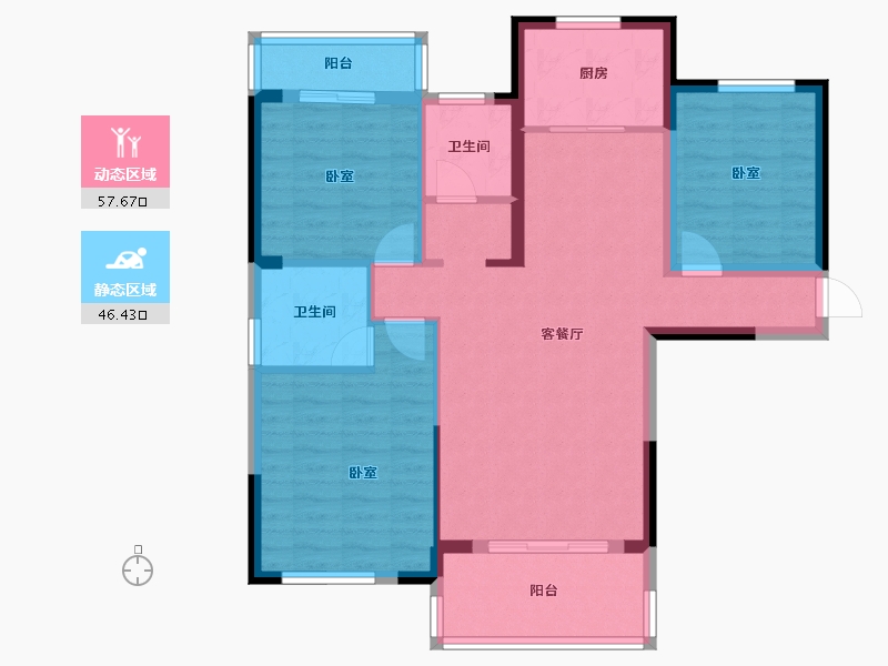 湖北省-黄冈市-麻城新长江智汇城-93.38-户型库-动静分区