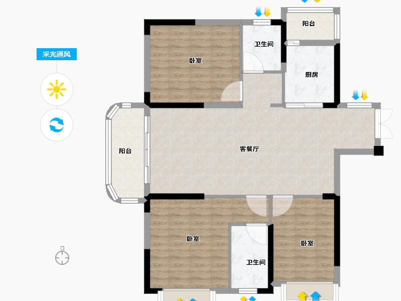 湖北省-黄冈市-蕲春城市花园3期-107.00-户型库-采光通风