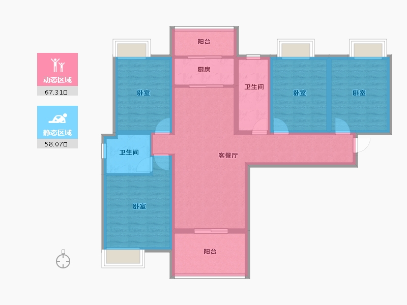 湖北省-黄冈市-阳光温泉御府-111.35-户型库-动静分区