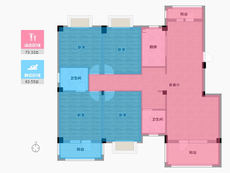 湖北省-咸宁市-港森·梅园豪庭-123.50-户型库-动静分区