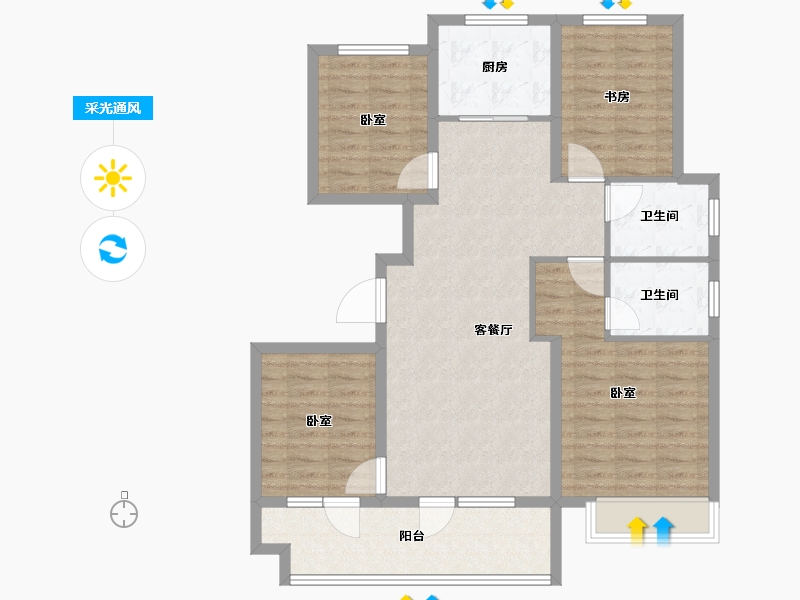 山东省-德州市-石榴春江明月-103.00-户型库-采光通风