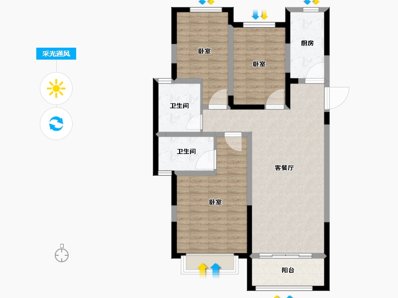 山东省-德州市-龍山公馆-97.00-户型库-采光通风