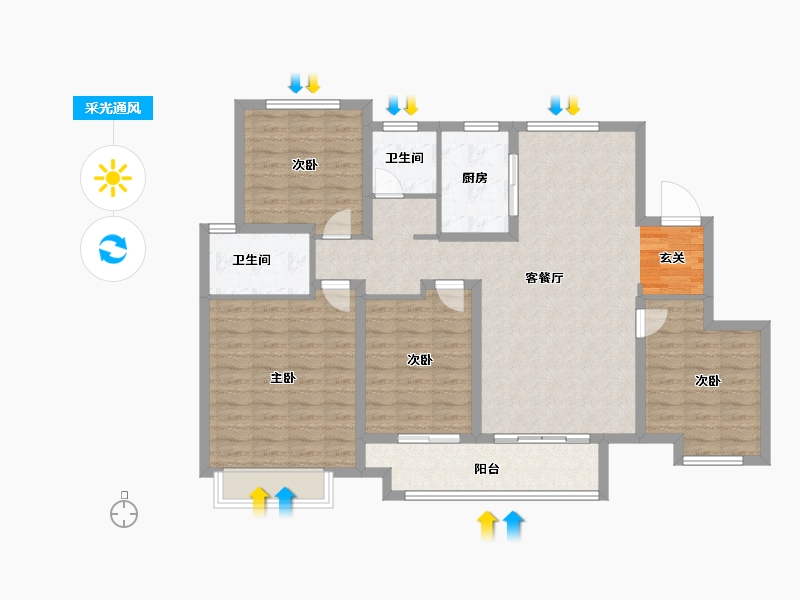 山东省-淄博市-新城悦隽江山-114.00-户型库-采光通风