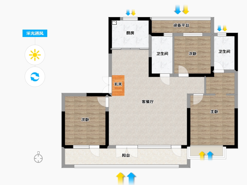 山东省-淄博市-天泰嘉亿城-114.00-户型库-采光通风