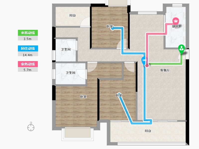 湖南省-株洲市-中梁建宁檀府-97.59-户型库-动静线