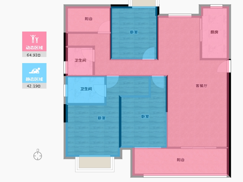 湖南省-株洲市-中梁建宁檀府-97.59-户型库-动静分区