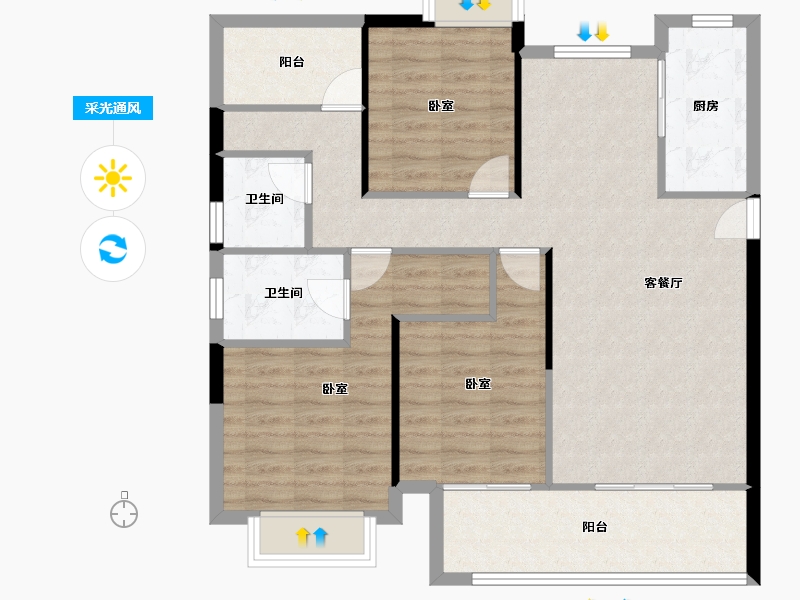 湖南省-株洲市-中梁建宁檀府-97.59-户型库-采光通风