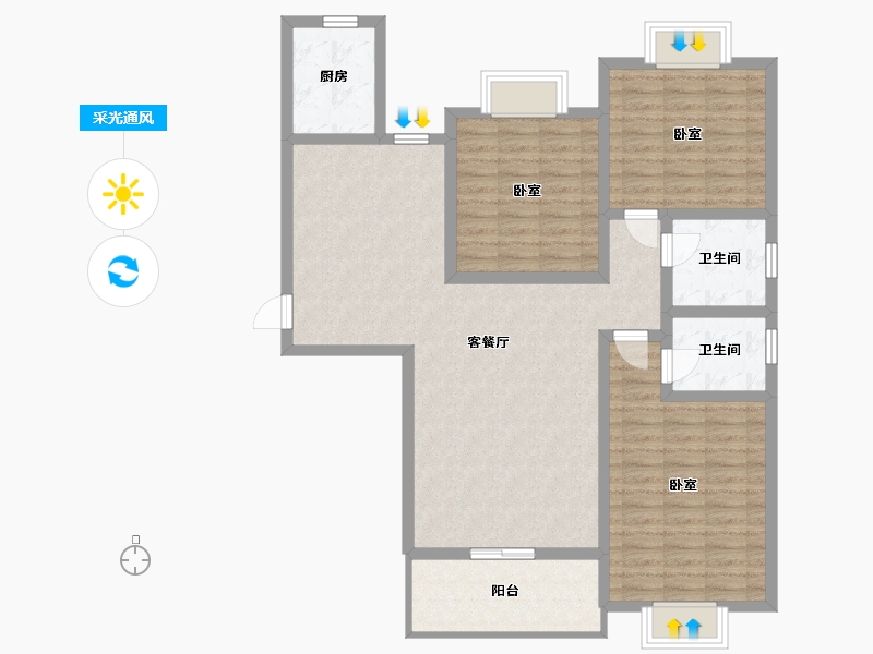 河南省-信阳市-固始毓秀华廷-107.02-户型库-采光通风