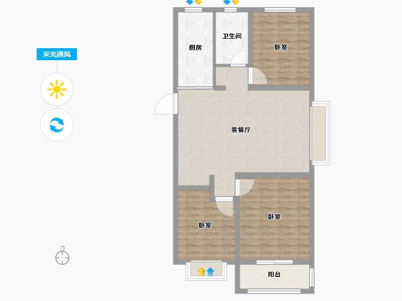 山东省-德州市-德兴·公园里-88.20-户型库-采光通风