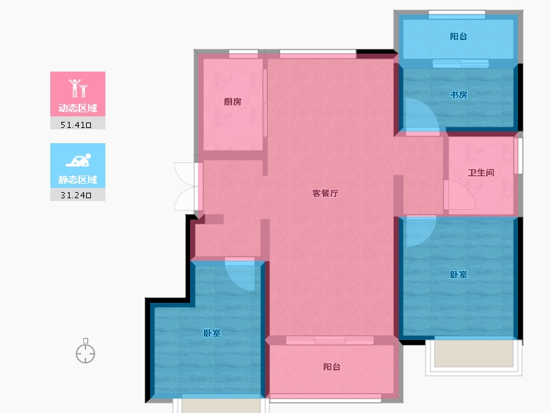 山东省-烟台市-佳园阅山府-73.08-户型库-动静分区