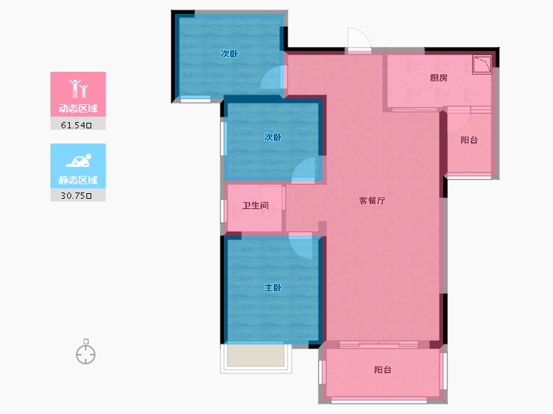 湖南省-株洲市-华晨翡翠湾-81.60-户型库-动静分区